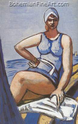 Max Beckmann, Quappi in Blue in a Boat Fine Art Reproduction Oil Painting