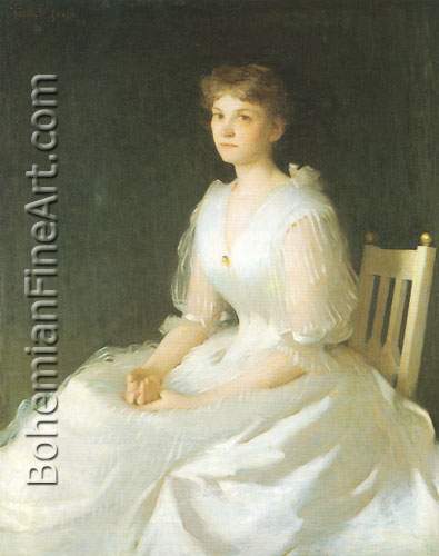 Frank W. Benson, Portrait in White Fine Art Reproduction Oil Painting