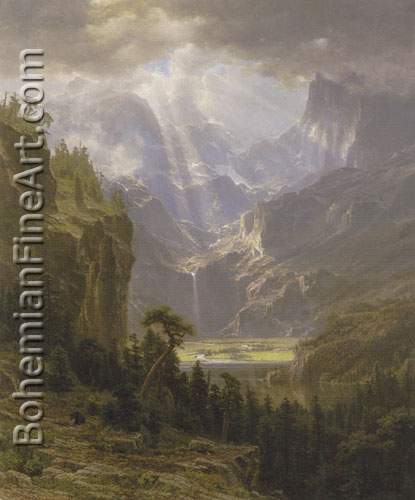 Albert Bierstadt, Rocky Mountains+ Lander Peak Fine Art Reproduction Oil Painting