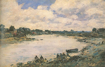 Eugene Boudin, Washerwomen on the Banks of the River Torques Fine Art Reproduction Oil Painting