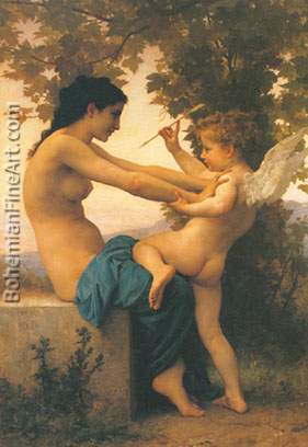 Adolphe-William Bouguereau, Young Girl Defending Herself against Eros Fine Art Reproduction Oil Painting