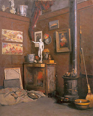 Interior of a Studio with a Stove
