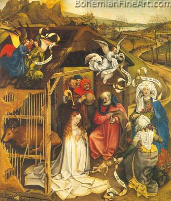 Robert Campin, The Nativity Fine Art Reproduction Oil Painting