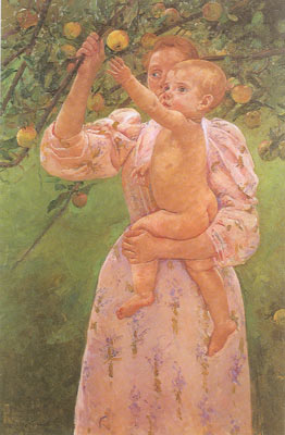 Mary Cassatt, Child Picking a Fruit Fine Art Reproduction Oil Painting