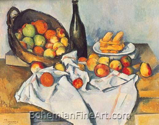 Paul Cezanne, Still-Life with Basket of Apples Fine Art Reproduction Oil Painting