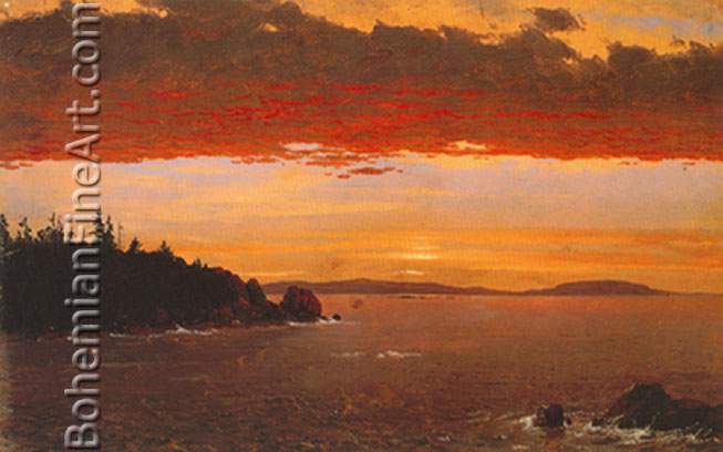 Frederic Edwin Church, Schoodic Peninsula from Mount Desert+ Sunrise Fine Art Reproduction Oil Painting
