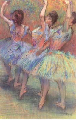Edgar Degas, Three Dancers (Pastel on Paper) Fine Art Reproduction Oil Painting