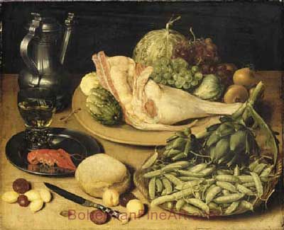 Georg Flegel, Artichokes and Peas in a Basket Fine Art Reproduction Oil Painting