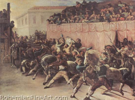 Theodore Gericault, The Start of the Race of the Riderless Horses Fine Art Reproduction Oil Painting