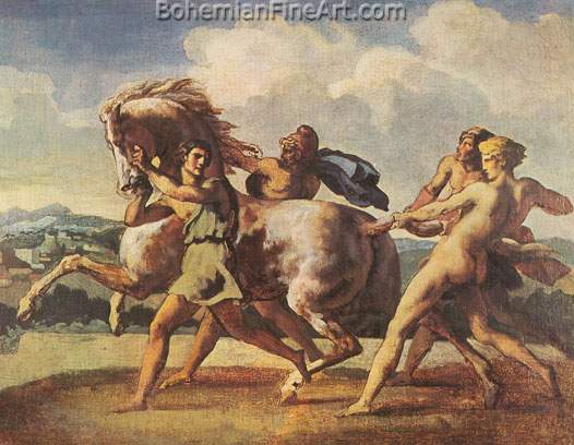 Theodore Gericault, Capture of a Wild Horse Fine Art Reproduction Oil Painting