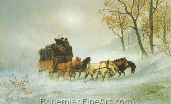 William Hahn, Snowstorm in the Sierra Fine Art Reproduction Oil Painting