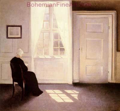Vilhelm Hammershoi, A Woman Reading By A Window Fine Art Reproduction Oil Painting