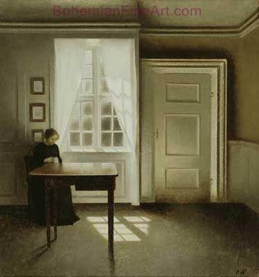 Vilhelm Hammershoi, Interior with a Lady Fine Art Reproduction Oil Painting