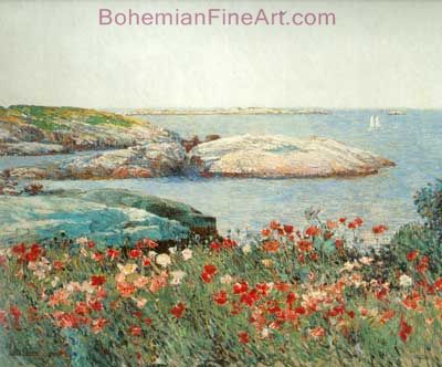 Childe Hassam, Poppies+ Isles of Shoals Fine Art Reproduction Oil Painting