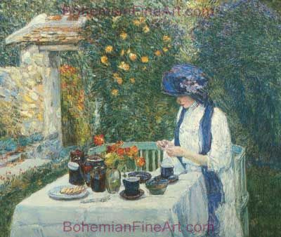 Childe Hassam, French Tea Garden Fine Art Reproduction Oil Painting