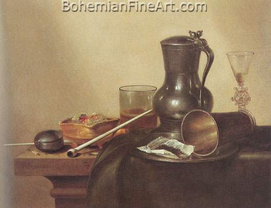 Willem Claesz.Heda, Still Life with Tabacco+ Wine and a Pocket Watch Fine Art Reproduction Oil Painting