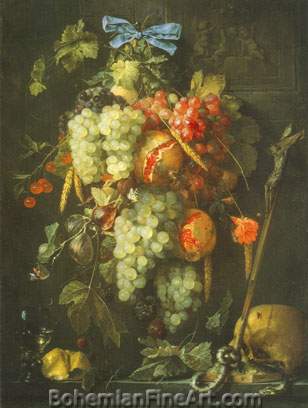 Jan Davidsz. De Heem, Garland of Fruit with Crucifix Fine Art Reproduction Oil Painting