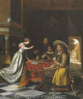Pieter De Hooch, Card Players at a Table Fine Art Reproduction Oil Painting