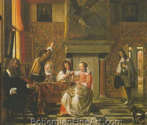 Pieter De Hooch, Merry Company Fine Art Reproduction Oil Painting