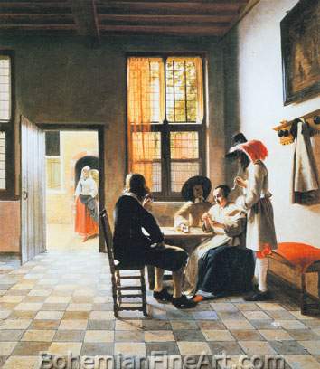 Pieter De Hooch, Card Players Fine Art Reproduction Oil Painting