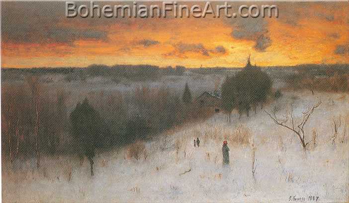 George Innes, Winter Evening Fine Art Reproduction Oil Painting