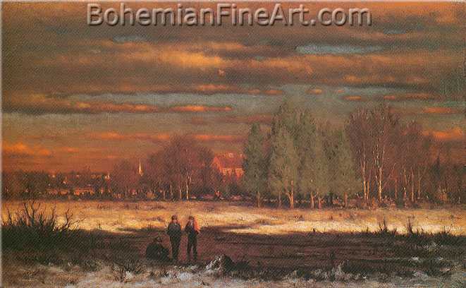 George Innes, Winter Evening+ Medfield Fine Art Reproduction Oil Painting