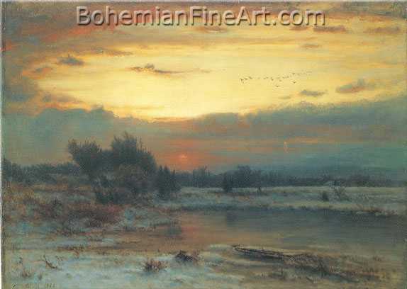 George Innes, Winter+ Close of Day Fine Art Reproduction Oil Painting