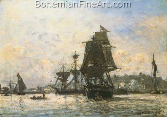 Johann Barthold Jongkind, The Seine at Rouen Fine Art Reproduction Oil Painting