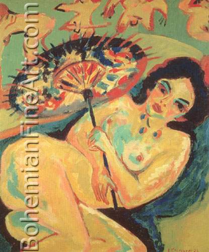 Ernst Ludwig Kirchner, Girl under a Japanese Parasol Fine Art Reproduction Oil Painting