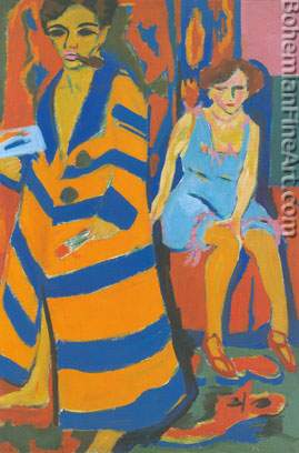 Ernst Ludwig Kirchner, Self-Portrait with Model Fine Art Reproduction Oil Painting