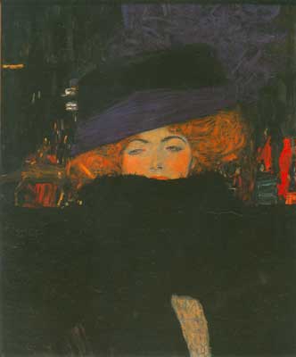 Gustave Klimt, Lady with a Feather Hat Fine Art Reproduction Oil Painting
