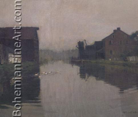 William L. Lathrop, Misty Day on the Canal Fine Art Reproduction Oil Painting