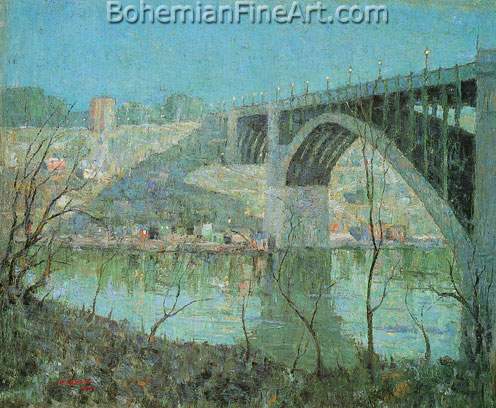 Ernest Lawson, Spring Night+ Harlem River Fine Art Reproduction Oil Painting