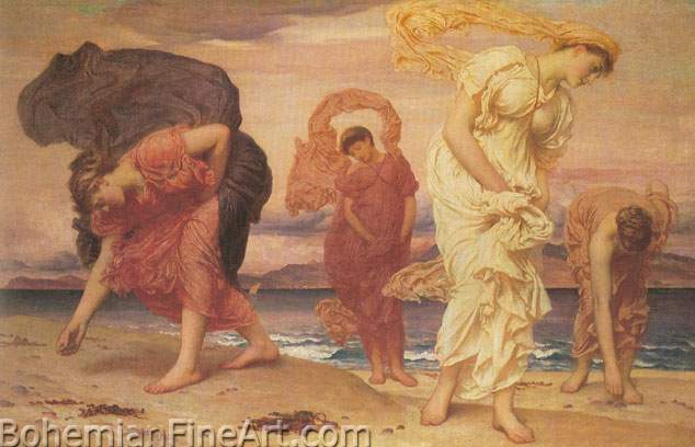 Lord Frederic Leighton, Greek Girls picking up Pebbles by the Sea Fine Art Reproduction Oil Painting