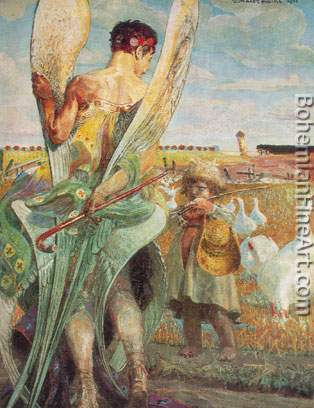 Jacek Malczewski, Aniele Pojde Za Toba Fine Art Reproduction Oil Painting