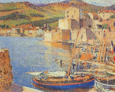 Henri Martin, The Harbour at Coulioure Fine Art Reproduction Oil Painting