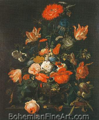 Abraham Mignon, Vase of Flowers Fine Art Reproduction Oil Painting