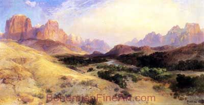Thomas Moran, Zion Valley+ South Utah Fine Art Reproduction Oil Painting