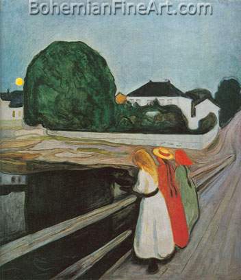 Edvard Munch, Girls on the Jetty Fine Art Reproduction Oil Painting