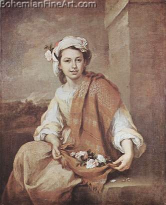 Bartolome Esteban Murillo, A Flower Girl Fine Art Reproduction Oil Painting