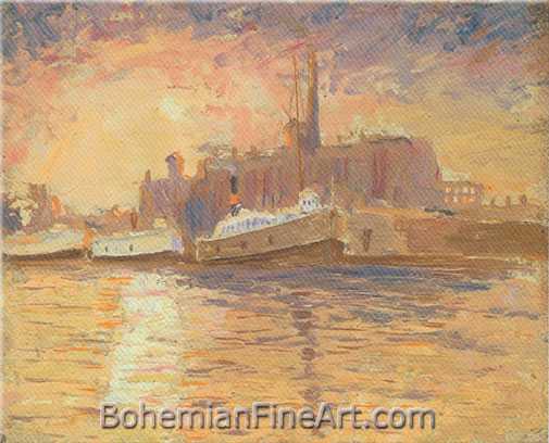 James Needham, Waterfront at Dusk Fine Art Reproduction Oil Painting