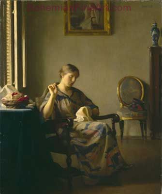 William Paxton, Woman Sewing Fine Art Reproduction Oil Painting