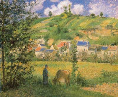 Camille Pissarro, Chaponval Landscape Fine Art Reproduction Oil Painting
