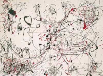Jackson Pollock, Number 4+ 1948: Gray and Red Fine Art Reproduction Oil Painting
