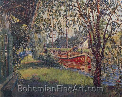 M.Elizabeth Price, Cheerful Barge Fine Art Reproduction Oil Painting