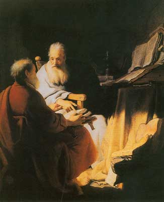 Harmenszoon Rembrandt, Two Scholars Disputing Fine Art Reproduction Oil Painting