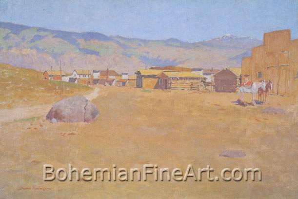 Frederic Remington, A Mining Town+ Wyoming Fine Art Reproduction Oil Painting