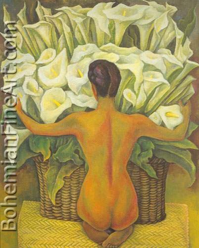 Diego Rivera, Nude with Calla Lilies Fine Art Reproduction Oil Painting