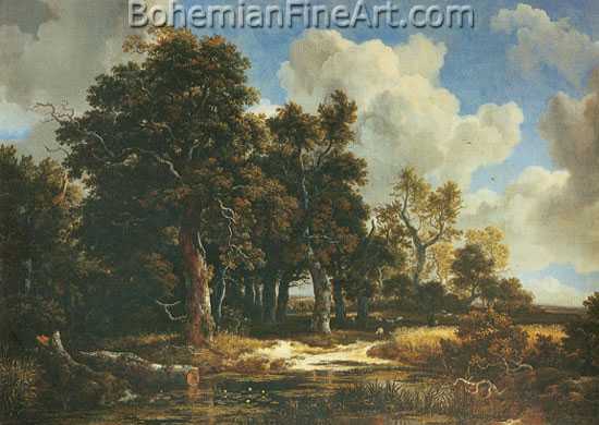 Jacob Van Ruisdael, Woodland with Cornfield Fine Art Reproduction Oil Painting