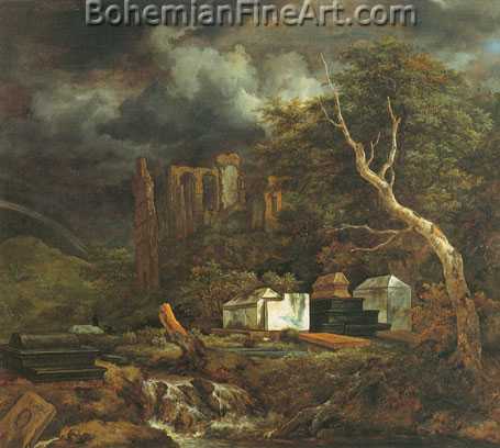 Jacob Van Ruisdael, The Cemetry Fine Art Reproduction Oil Painting